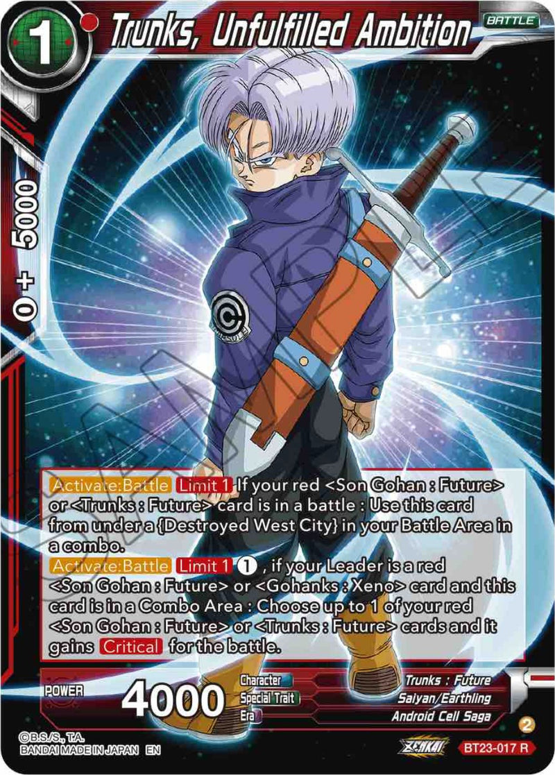 Trunks, Unfulfilled Ambition (BT23-017) [Perfect Combination] Dragon Ball Super