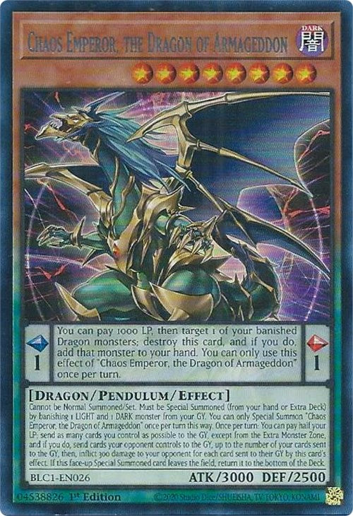 Chaos Emperor, the Dragon of Armageddon (Silver) [BLC1-EN026] Ultra Rare Yu-Gi-Oh!