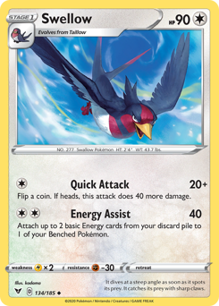 Swellow (134/185) [Sword & Shield: Vivid Voltage] Pokémon