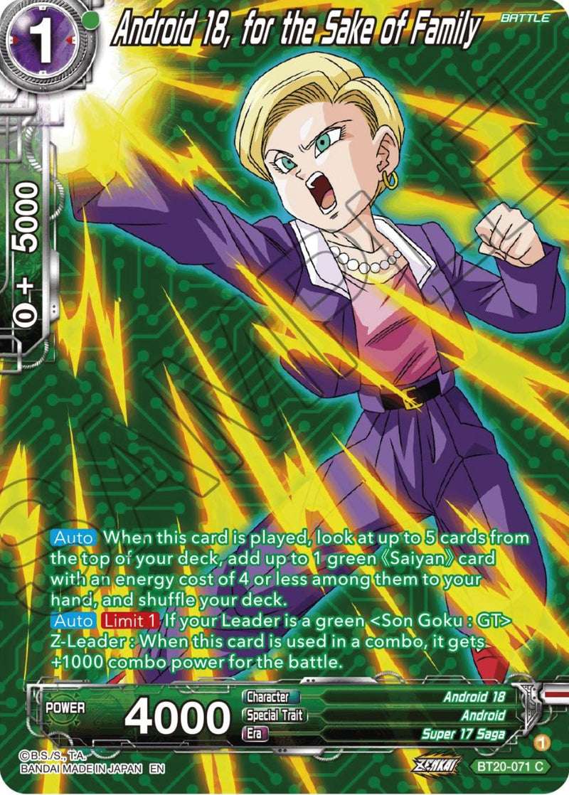 Android 18, for the Sake of Family (Silver Foil) (BT20-071) [Power Absorbed] Dragon Ball Super