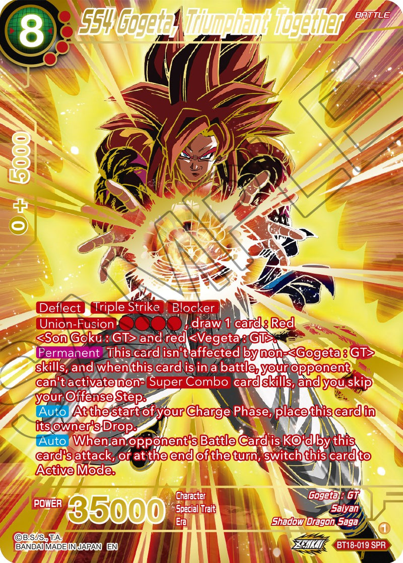 SS4 Gogeta, Triumphant Together (SPR) (BT18-019) [Dawn of the Z-Legends] Dragon Ball Super