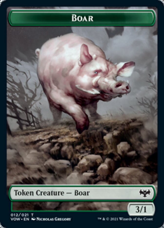 Zombie (008) // Boar Double-Sided Token [Innistrad: Crimson Vow Tokens] Magic: The Gathering