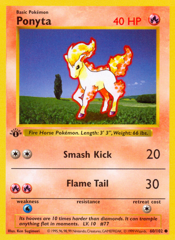 Ponyta (60/102) (Shadowless) [Base Set 1st Edition] Pokémon