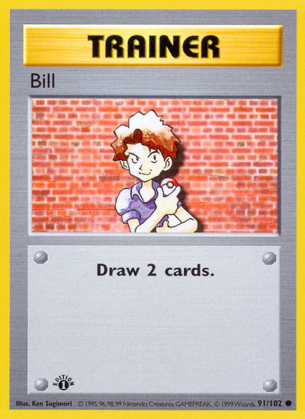 Bill (91/102) (Shadowless) [Base Set 1st Edition] Pokémon