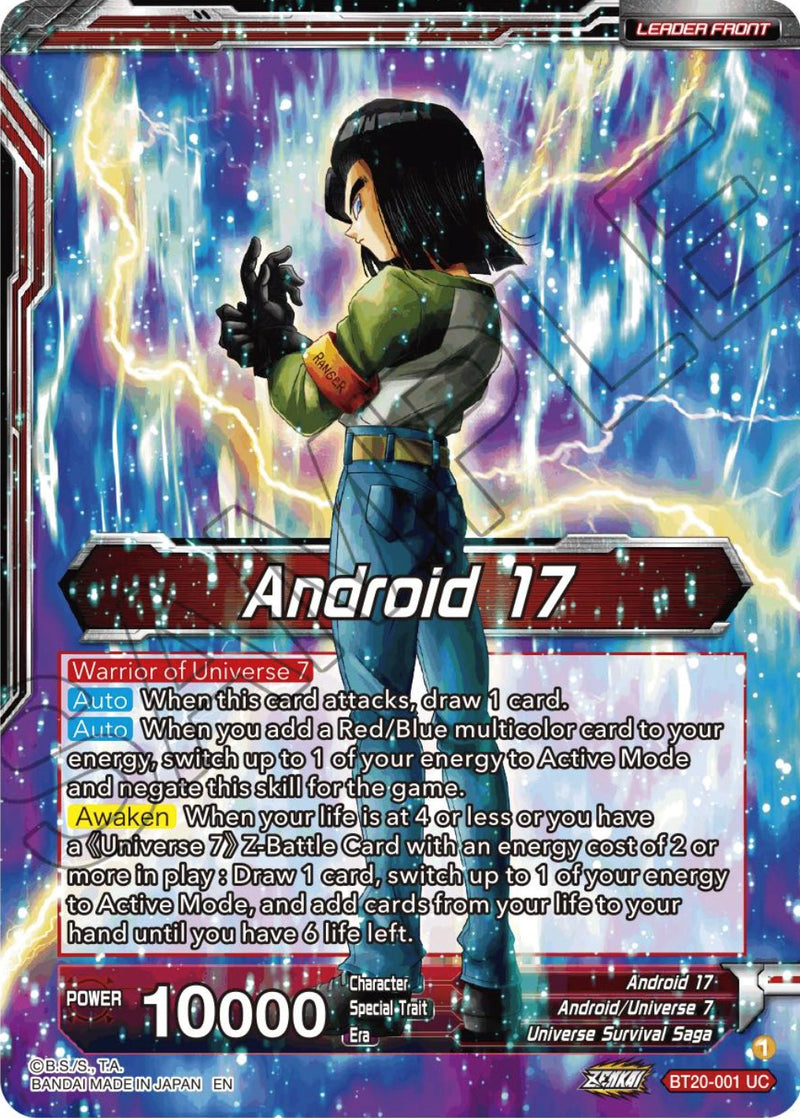 Android 17 // Warriors of Universe 7, United as One (BT20-001) [Power Absorbed Prerelease Promos] Dragon Ball Super