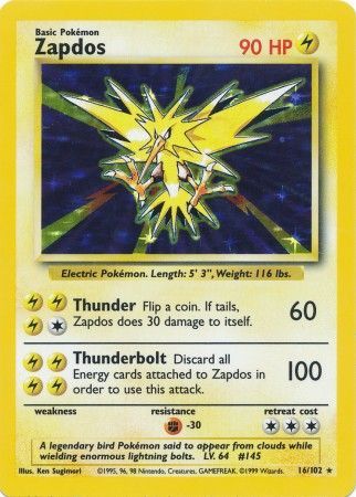 Zapdos (16/102) [Base Set Unlimited] Pokémon