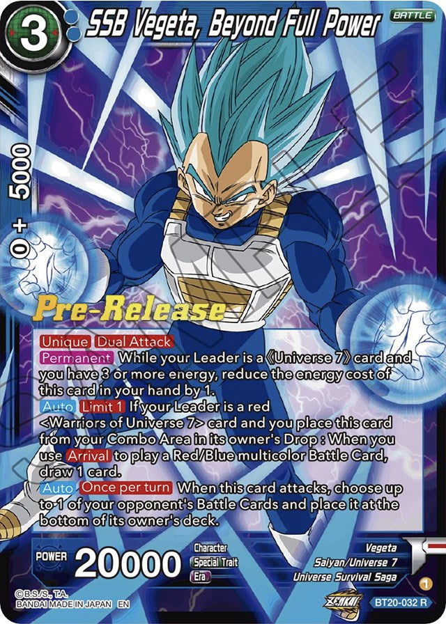 SSB Vegeta, Beyond Full Power (BT20-032) [Power Absorbed Prerelease Promos] Dragon Ball Super