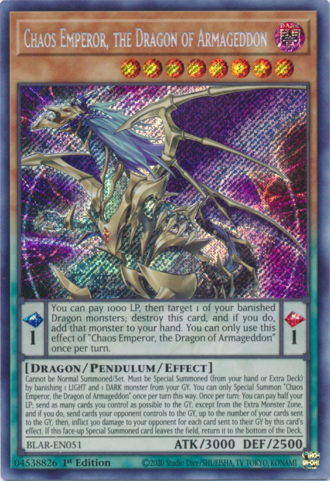 Chaos Emperor, the Dragon of Armageddon [BLAR-EN051] Secret Rare Yu-Gi-Oh!