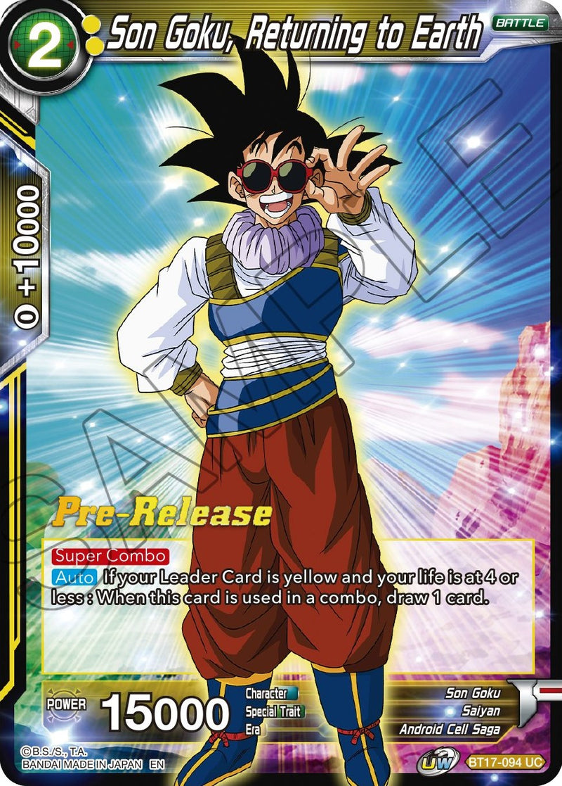 Son Goku, Returning to Earth (BT17-094) [Ultimate Squad Prerelease Promos] Dragon Ball Super