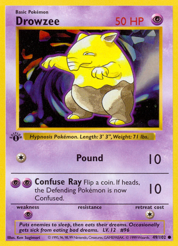 Drowzee (49/102) (Shadowless) [Base Set 1st Edition] Pokémon