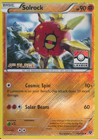 Solrock (64/146) (4th Place League Challenge Promo) [XY: Base Set] Pokémon