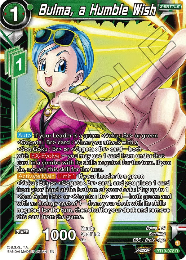 Bulma, a Humble Wish (BT19-072) [Fighter's Ambition] Dragon Ball Super