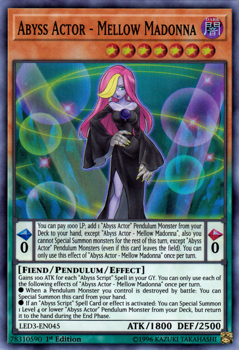 Abyss Actor - Mellow Madonna [LED3-EN045] Super Rare Yu-Gi-Oh!