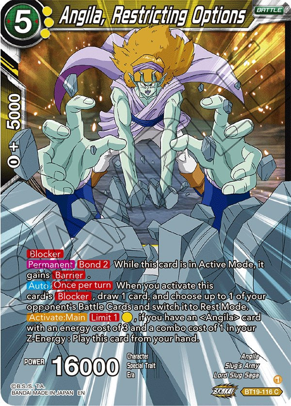 Angila, Restricting Options (BT19-116) [Fighter's Ambition] Dragon Ball Super
