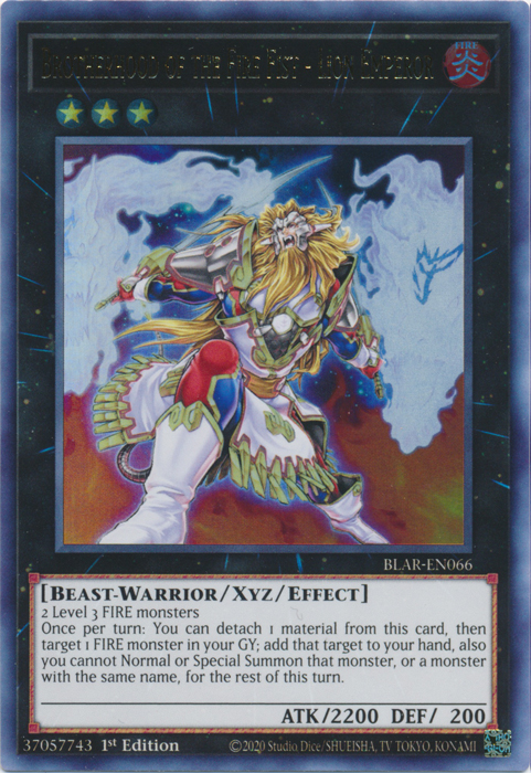 Brotherhood of the Fire Fist - Lion Emperor [BLAR-EN066] Ultra Rare Yu-Gi-Oh!