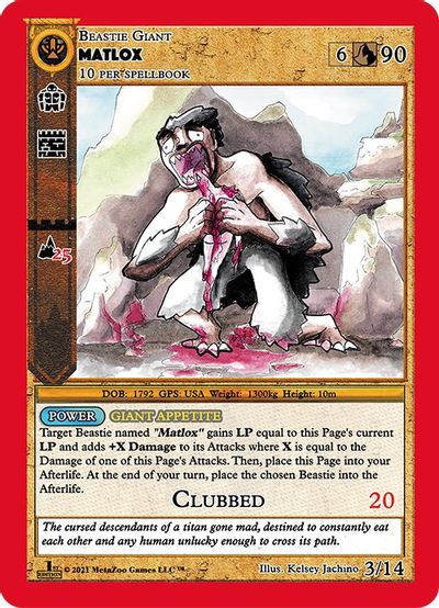 Matlox [Cryptid Nation: First Edition Cardiff Giant Deck] Metazoo