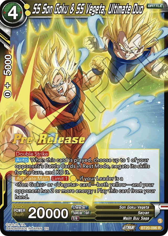 SS Son Goku & SS Vegeta, Ultimate Duo (BT20-096) [Power Absorbed Prerelease Promos] Dragon Ball Super