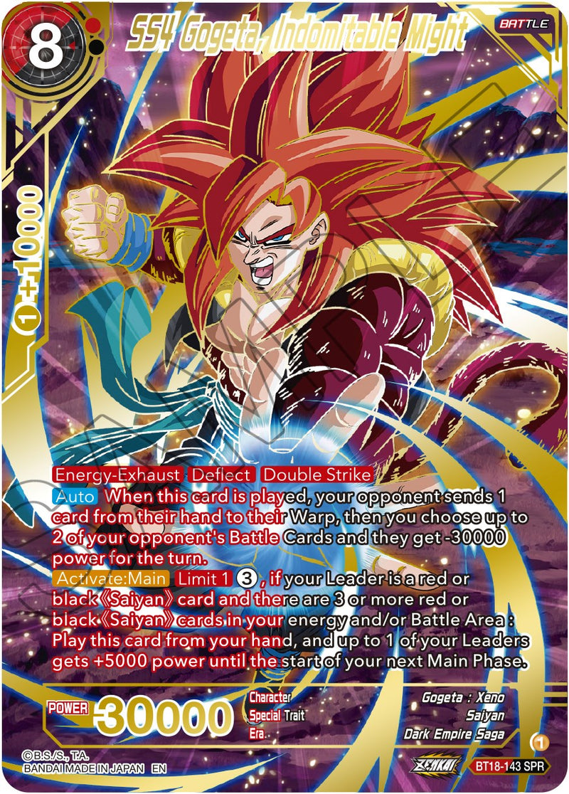 SS4 Gogeta, Indomitable Might (SPR) (BT18-143) [Dawn of the Z-Legends] Dragon Ball Super