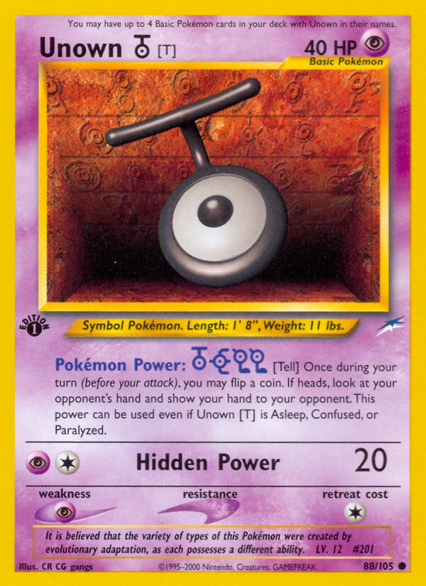 Unown [T] (88/105) [Neo Destiny 1st Edition] Pokémon