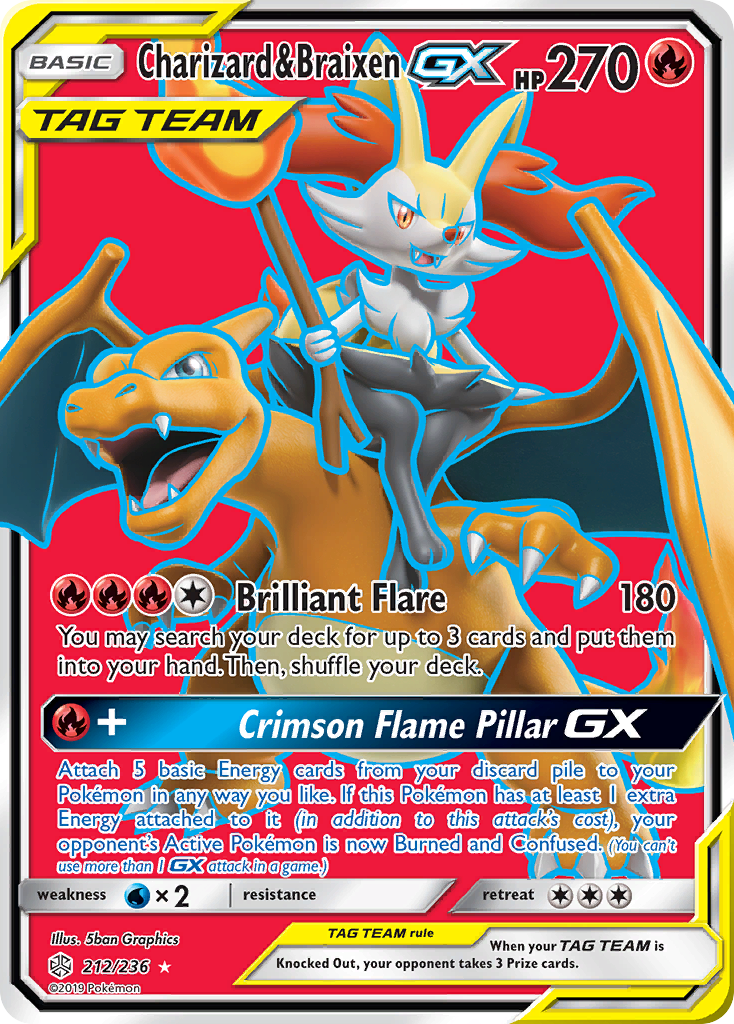 Charizard & Braixen GX (212/236) [Sun & Moon: Cosmic Eclipse] Pokémon