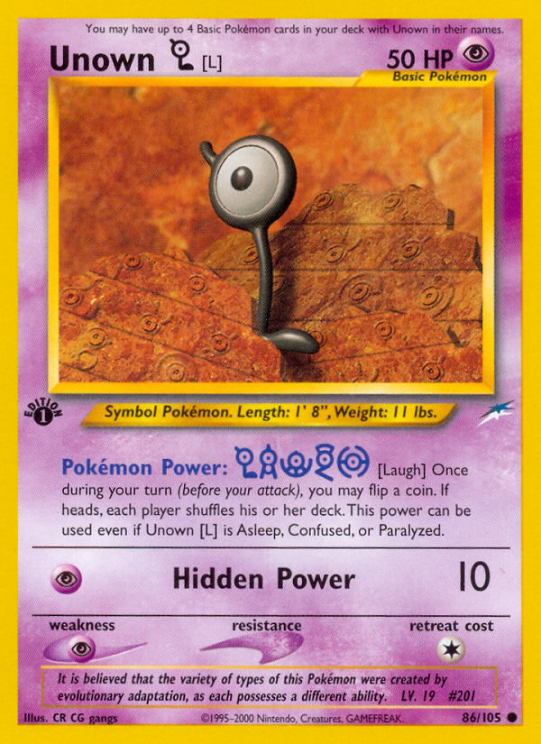 Unown [L] (86/105) [Neo Destiny 1st Edition] Pokémon