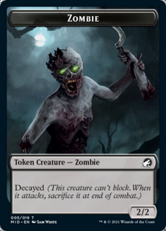 Zombie (005) // Wrenn and Seven Emblem Double-Sided Token [Innistrad: Midnight Hunt Tokens] Magic: The Gathering