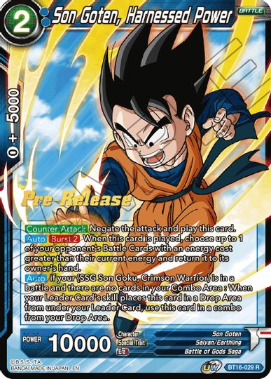 Son Goten, Harnessed Power (BT16-029) [Realm of the Gods Prerelease Promos] Dragon Ball Super