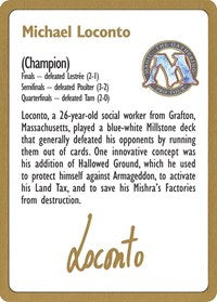 1996 Michael Loconto Biography Card [World Championship Decks] Magic: The Gathering
