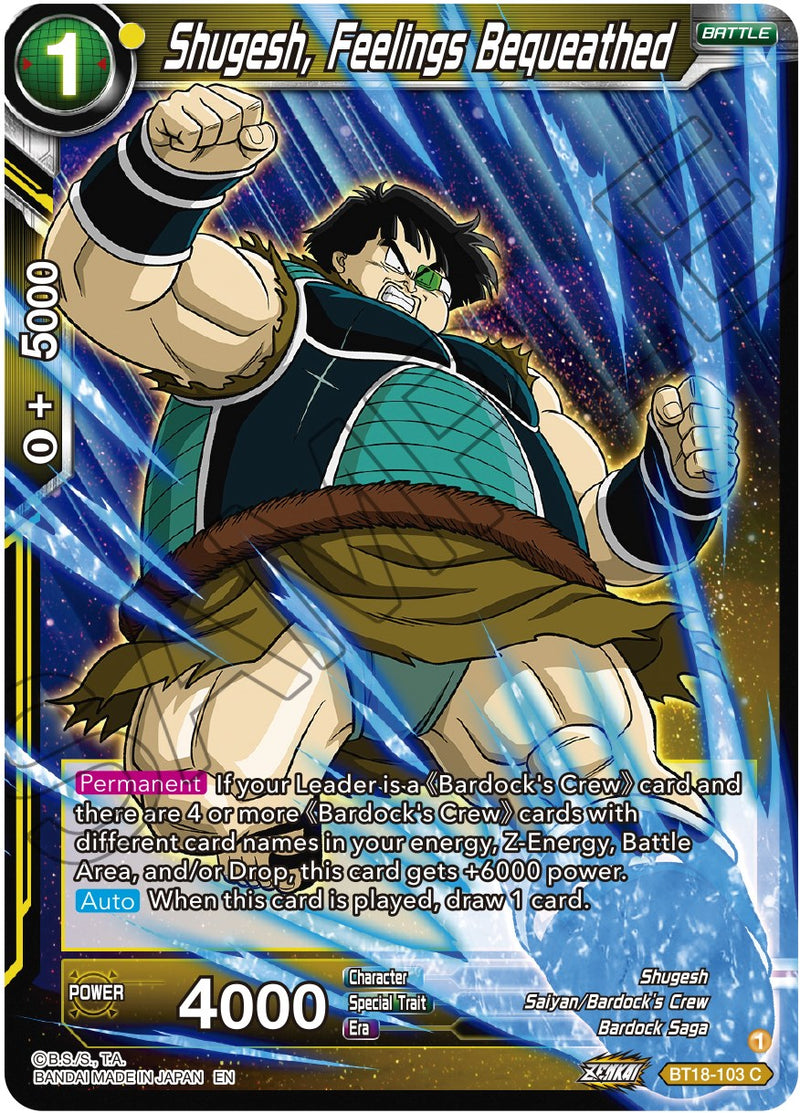 Shugesh, Feelings Bequeathed (BT18-103) [Dawn of the Z-Legends] Dragon Ball Super