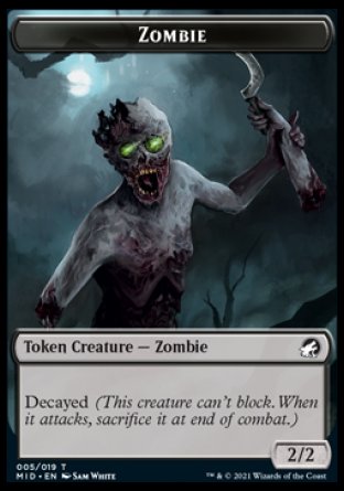 Zombie (005) // Zombie (015) Double-Sided Token [Innistrad: Midnight Hunt Tokens] Magic: The Gathering