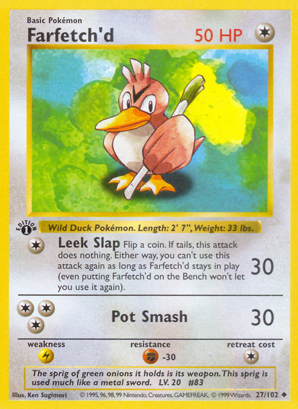 Farfetch'd (27/102) (Shadowless) [Base Set 1st Edition] Pokémon