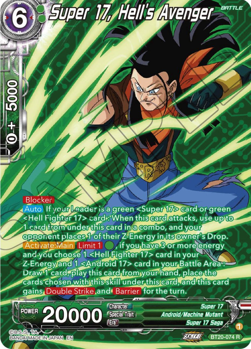 Super 17, Hell's Avenger (Silver Foil) (BT20-074) [Power Absorbed] Dragon Ball Super