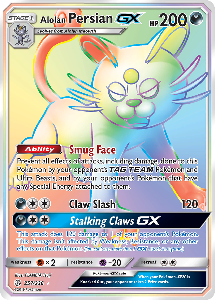 Alolan Persian GX (257/236) [Sun & Moon: Cosmic Eclipse] Pokémon