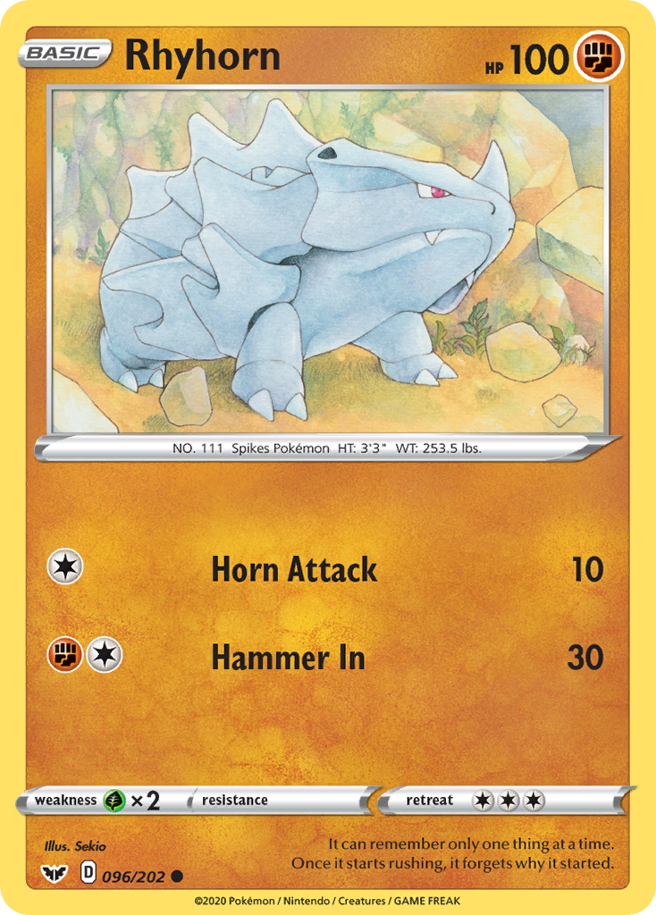 Rhyhorn (096/202) [Sword & Shield: Base Set] Pokémon