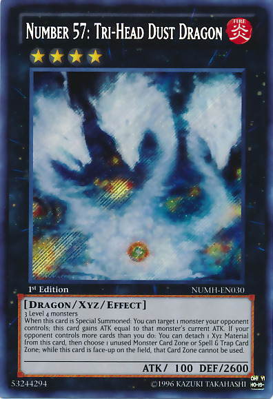 Number 57: Tri-Head Dust Dragon [NUMH-EN030] Secret Rare Yu-Gi-Oh!