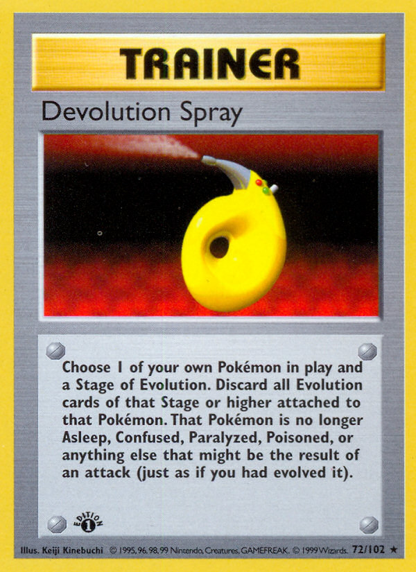 Devolution Spray (72/102) (Shadowless) [Base Set 1st Edition] Pokémon