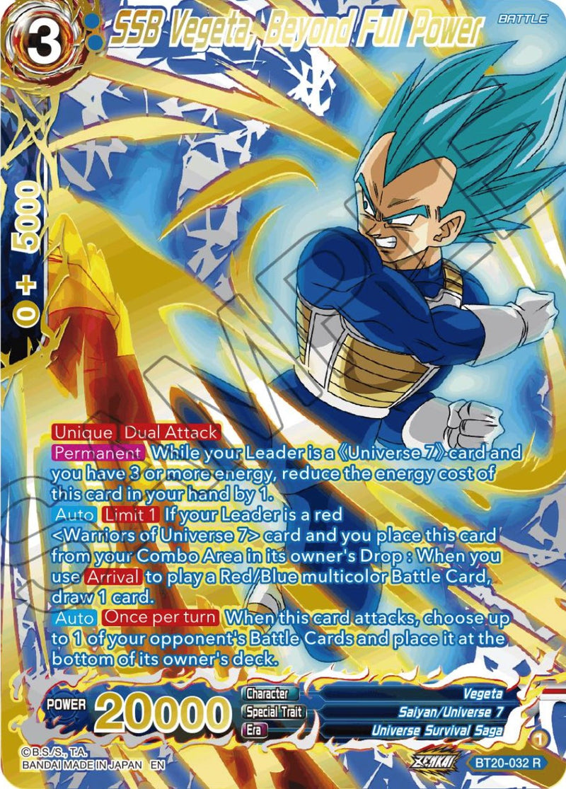 SSB Vegeta, Beyond Full Power (Gold-Stamped) (BT20-032) [Power Absorbed] Dragon Ball Super