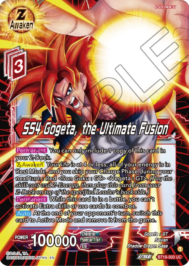 SS4 Gogeta, the Ultimate Fusion (BT18-003) [Dawn of the Z-Legends] Dragon Ball Super