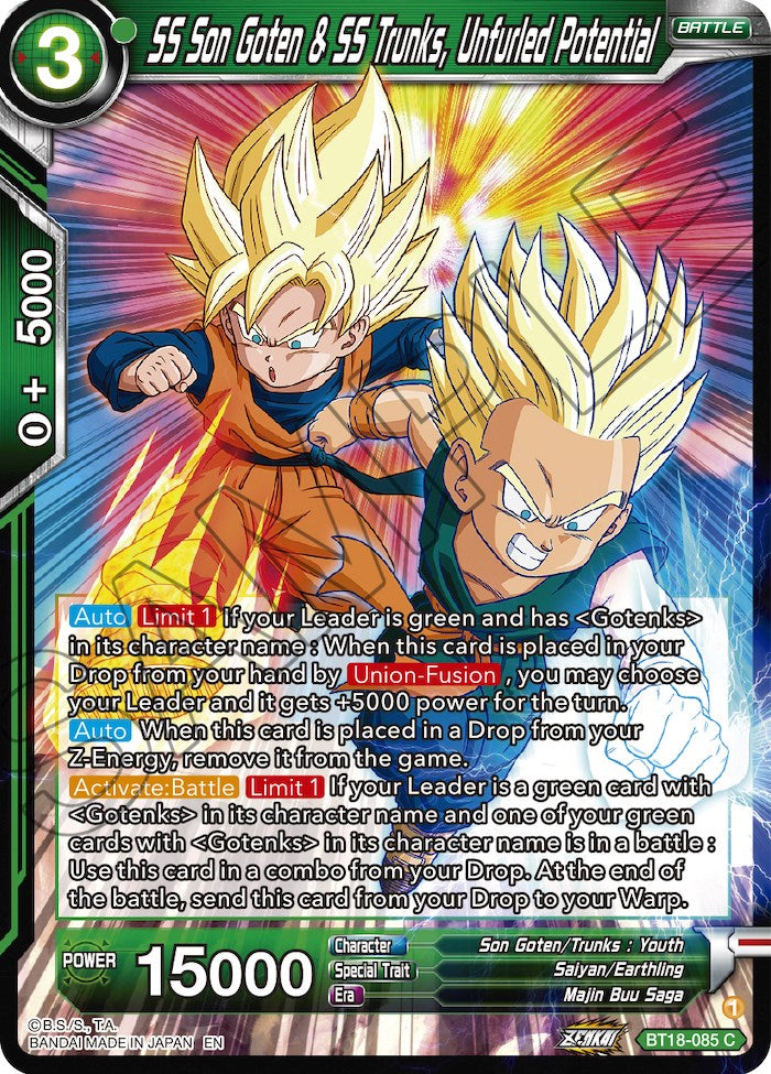 SS Son Goten & SS Trunks, Unfurled Potential (BT18-085) [Dawn of the Z-Legends] Dragon Ball Super