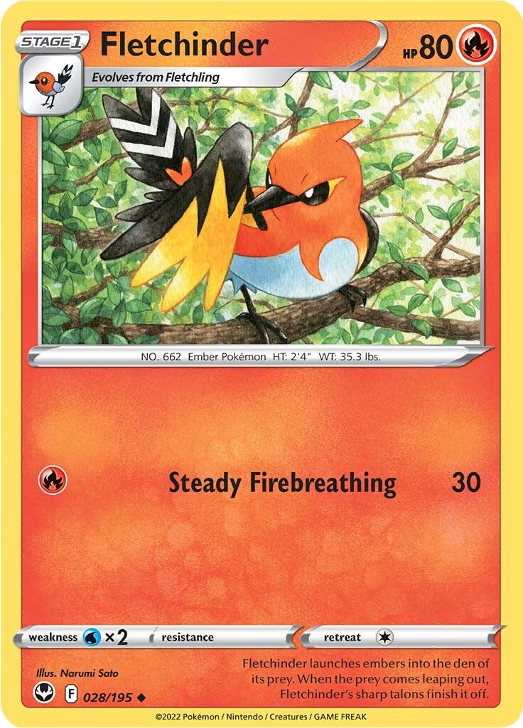 Fletchinder (028/195) [Sword & Shield: Silver Tempest] Pokémon