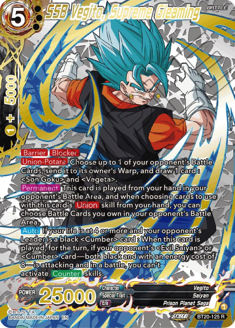 SSB Vegito, Supreme Gleaming (Gold-Stamped) (BT20-125) [Power Absorbed] Dragon Ball Super