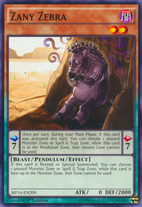 Zany Zebra [MP16-EN209] Common Yu-Gi-Oh!