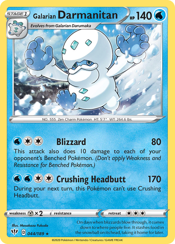 Galarian Darmanitan (044/189) (Cracked Ice Holo) (Theme Deck Exclusive) [Sword & Shield: Darkness Ablaze] Pokémon
