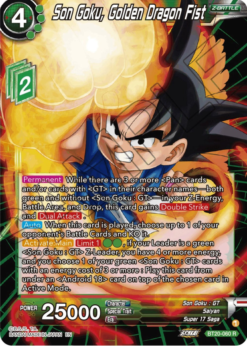 Son Goku, Golden Dragon Fist (BT20-060) [Power Absorbed] Dragon Ball Super