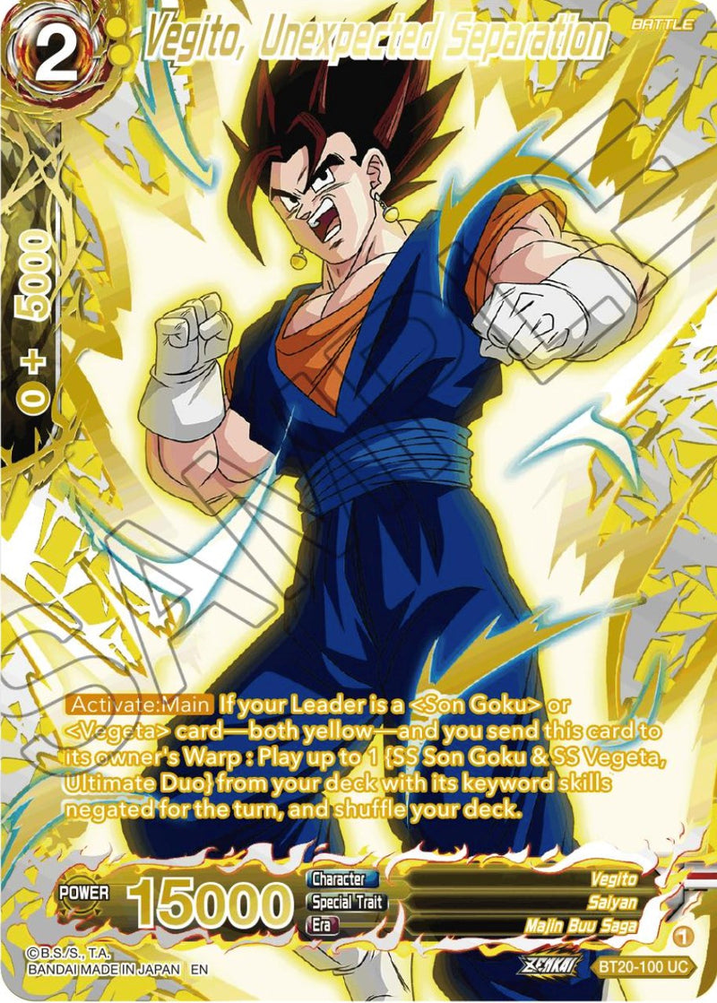 Vegito, Unexpected Separation (Gold-Stamped) (BT20-100) [Power Absorbed] Dragon Ball Super