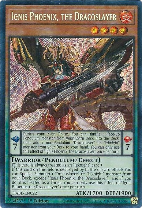 Ignis Phoenix, the Dracoslayer [DABL-EN022] Secret Rare Yu-Gi-Oh!