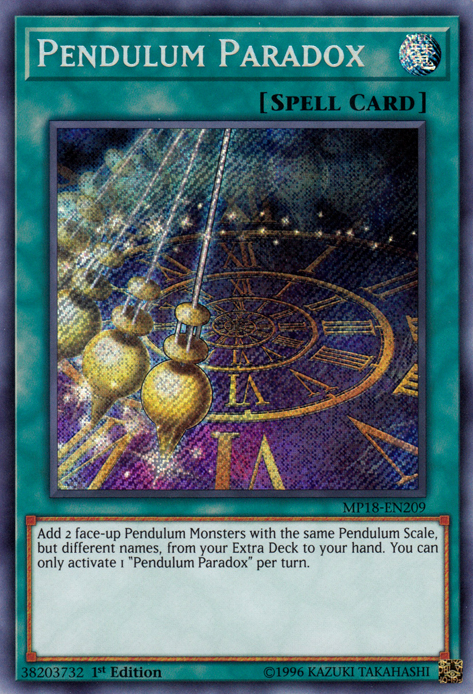 Pendulum Paradox [MP18-EN209] Secret Rare Yu-Gi-Oh!