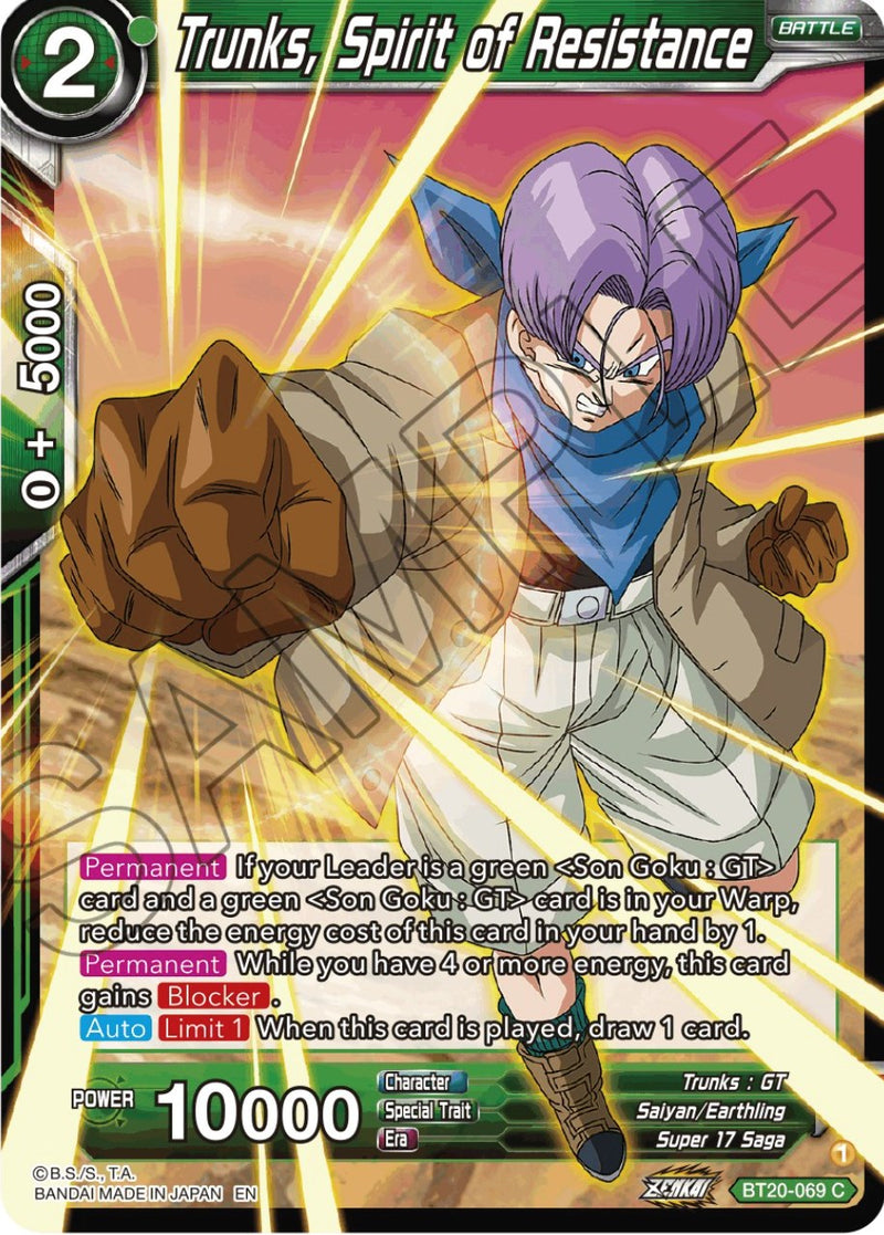 Trunks, Spirit of Resistance (BT20-069) [Power Absorbed] Dragon Ball Super