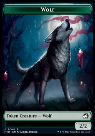 Wolf // Spirit Double-Sided Token [Innistrad: Midnight Hunt Tokens] Magic: The Gathering