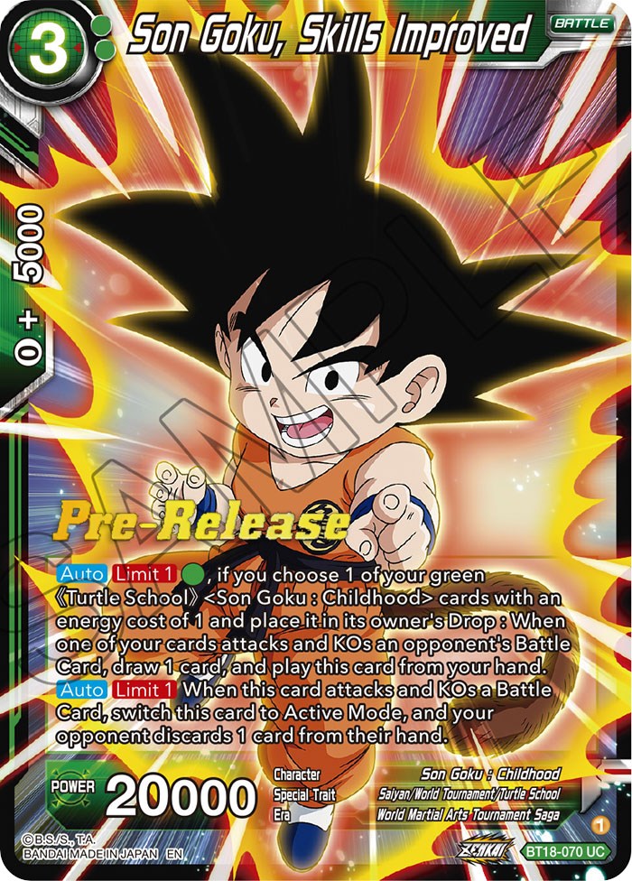 Son Goku, Skills Improved (BT18-070) [Dawn of the Z-Legends Prerelease Promos] Dragon Ball Super